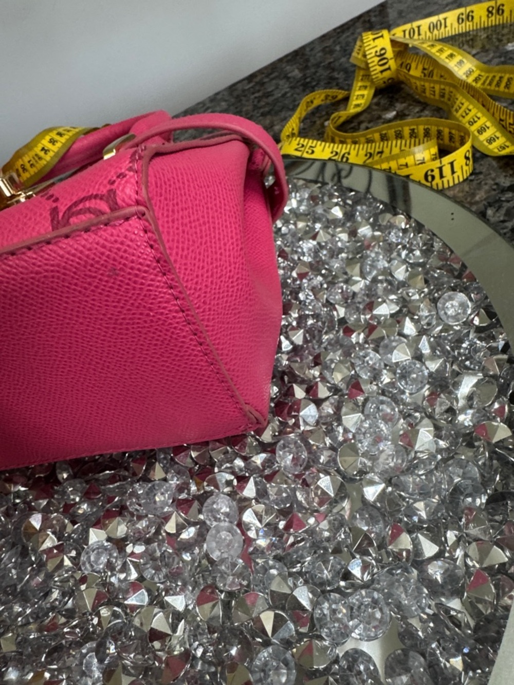 bebe Hot Pink Logo small Satchel with Gold-Tone Hardware and crossbody strap - Picture 16 of 16